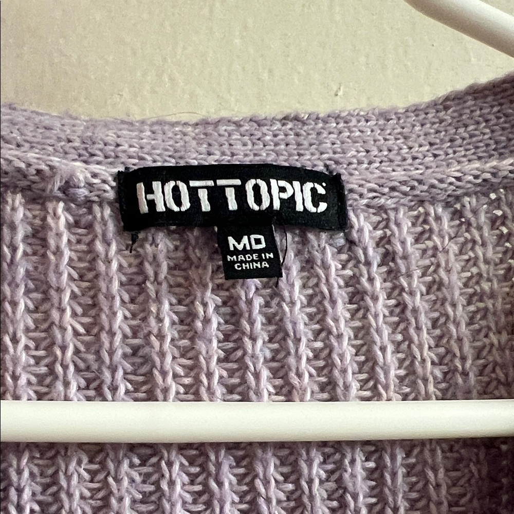Hot Topic Light Purple Cardigan with Heart Patch - Picture 2 of 4